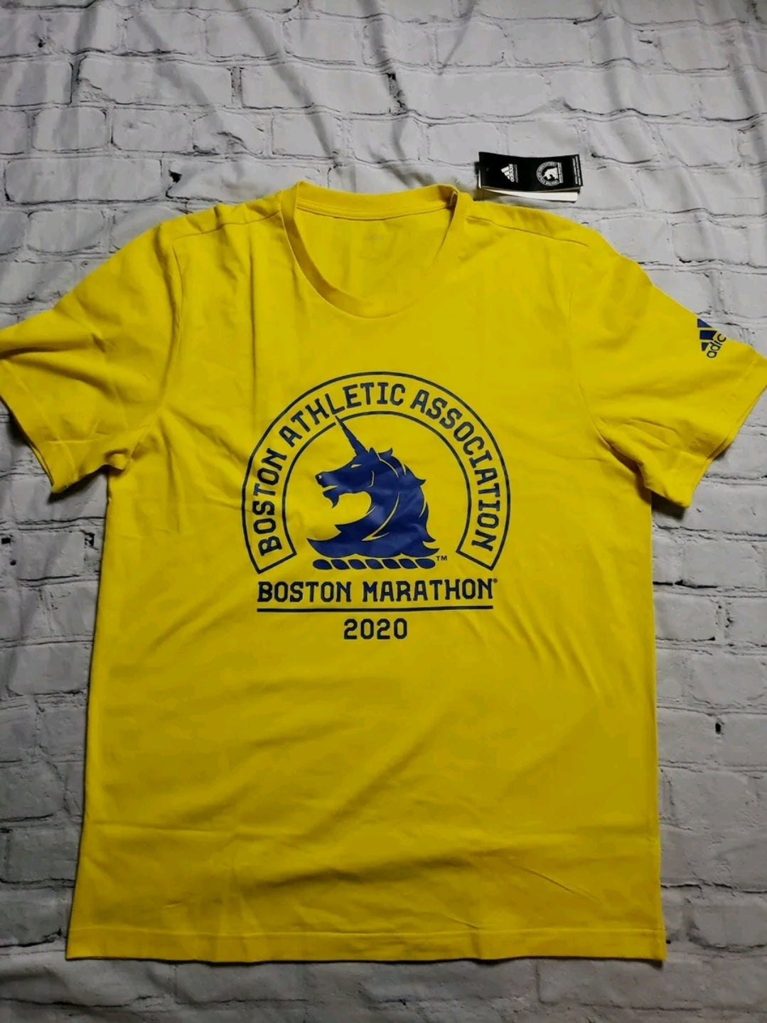 Adidas Boston Marathon 2020 Yellow T-shirt Mens   GK4328